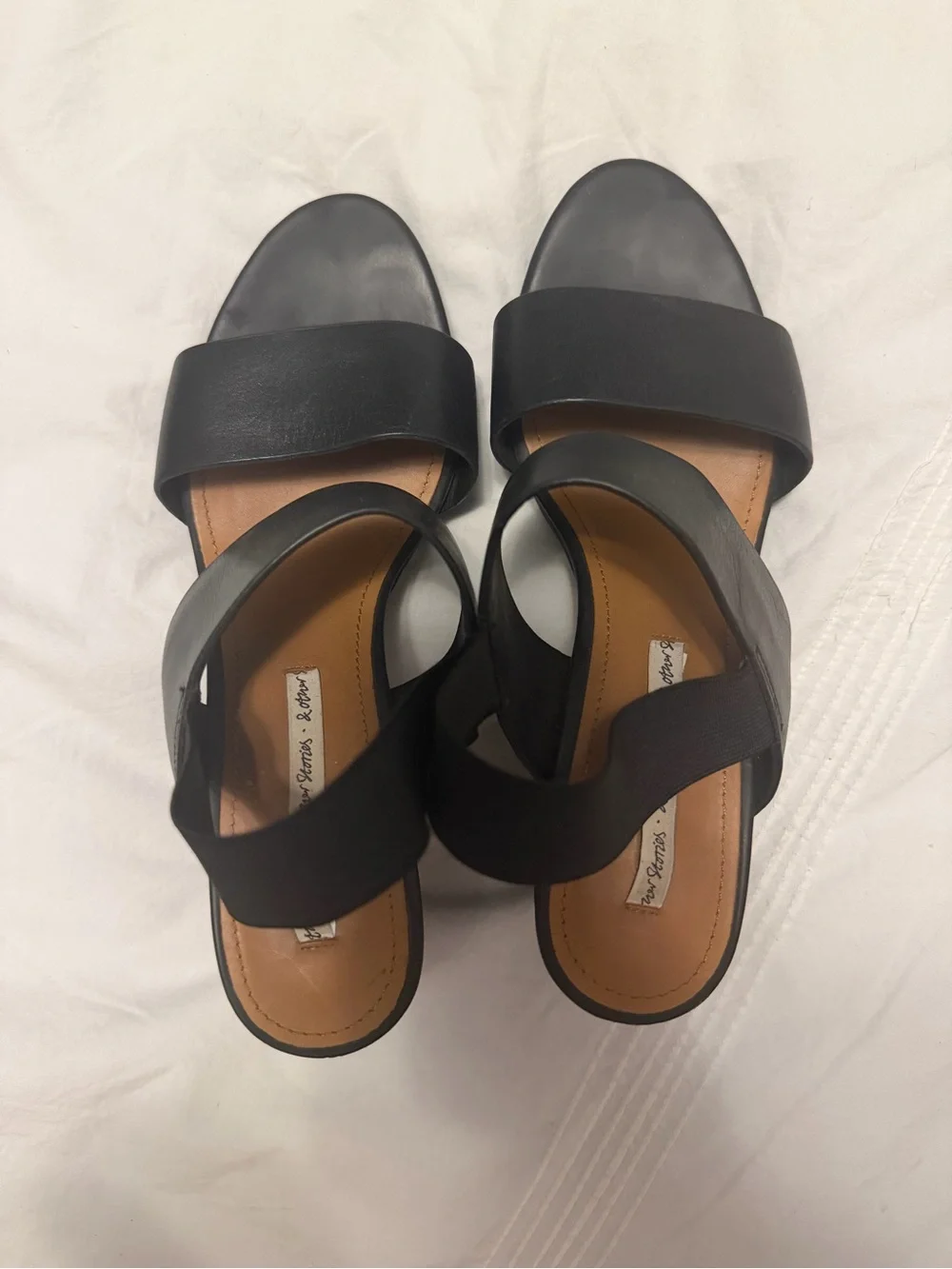 & Other Stories Black Leather Block Heels